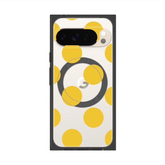 プレミアムスクエアケース with Pixelsnap［ シンプルドット - Yellow ］