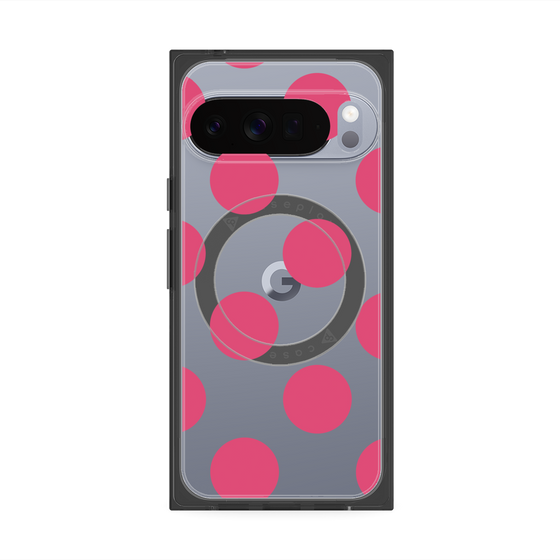 プレミアムスクエアケース with Pixelsnap［ シンプルドット - Pink ］