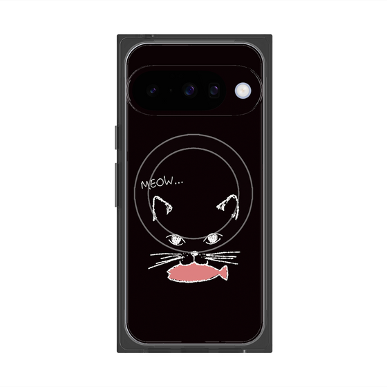 プレミアムスクエアケース with Pixelsnap［ 食いしん坊なねこ - Black ］
