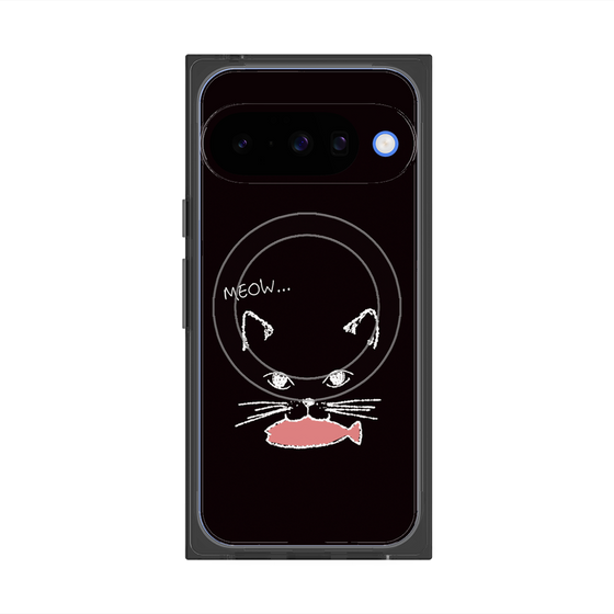 プレミアムスクエアケース with Pixelsnap［ 食いしん坊なねこ - Black ］