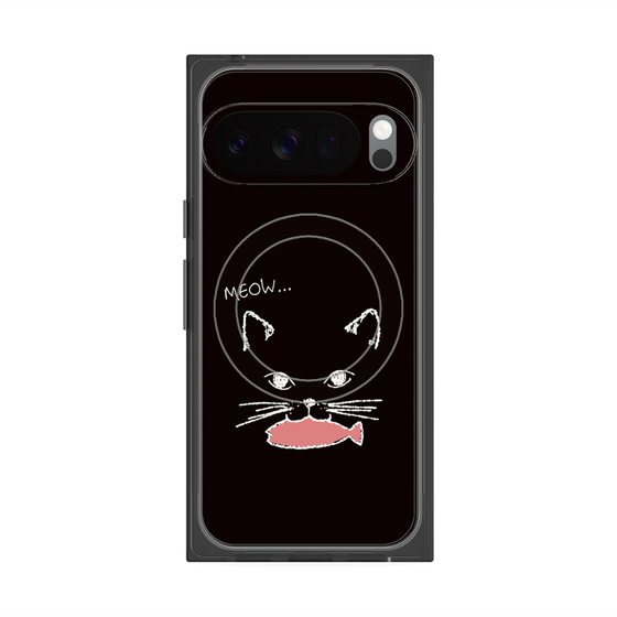 プレミアムスクエアケース with Pixelsnap［ 食いしん坊なねこ - Black ］