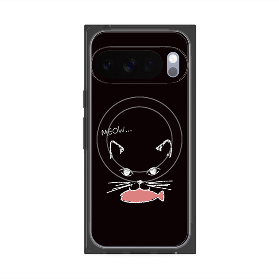 プレミアムスクエアケース with Pixelsnap［ 食いしん坊なねこ - Black ］