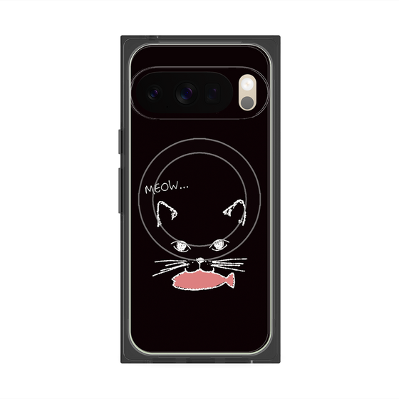 プレミアムスクエアケース with Pixelsnap［ 食いしん坊なねこ - Black ］