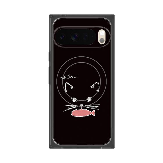 プレミアムスクエアケース with Pixelsnap［ 食いしん坊なねこ - Black ］