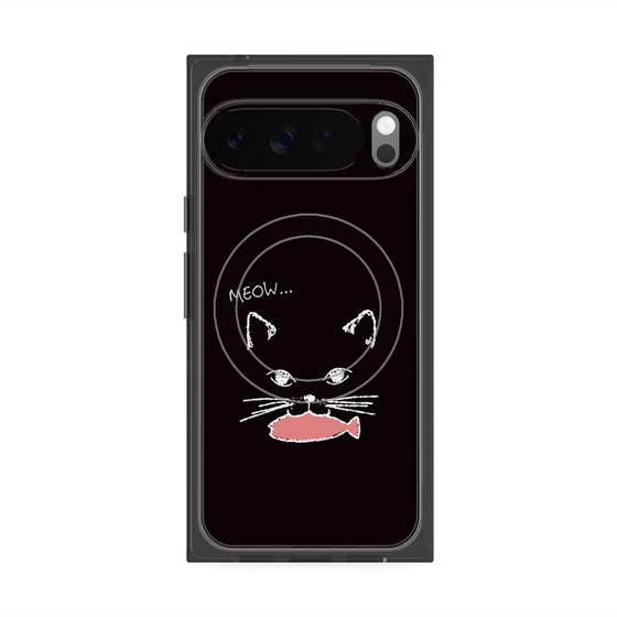 プレミアムスクエアケース with Pixelsnap［ 食いしん坊なねこ - Black ］