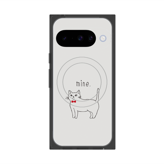 プレミアムスクエアケース with Pixelsnap［ 蝶ネクタイねこ - White ］