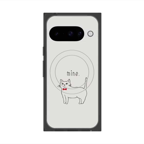 プレミアムスクエアケース with Pixelsnap［ 蝶ネクタイねこ - White ］