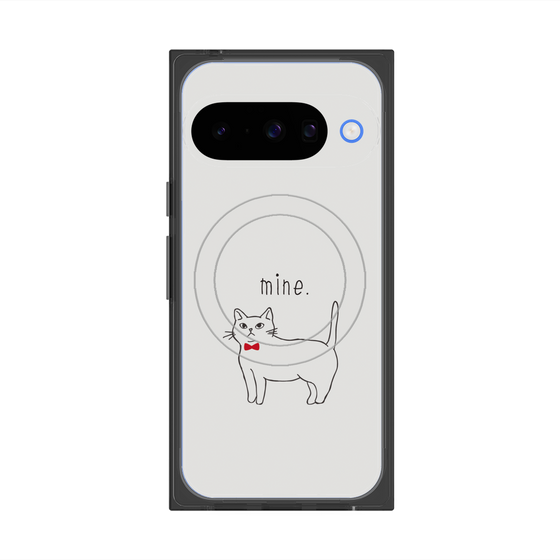 プレミアムスクエアケース with Pixelsnap［ 蝶ネクタイねこ - White ］