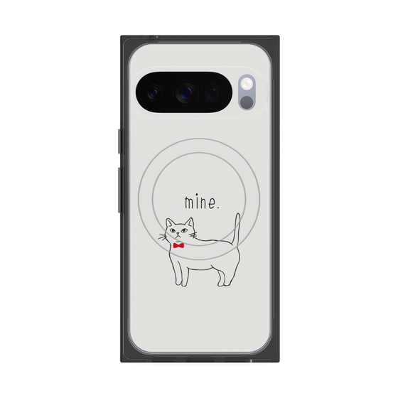 プレミアムスクエアケース with Pixelsnap［ 蝶ネクタイねこ - White ］