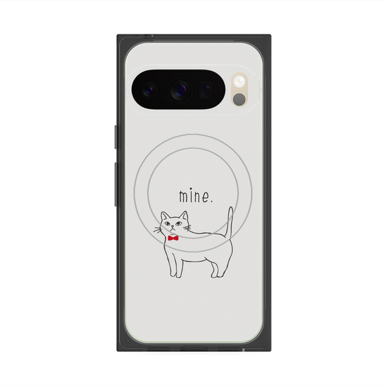 プレミアムスクエアケース with Pixelsnap［ 蝶ネクタイねこ - White ］