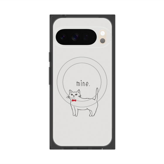 プレミアムスクエアケース with Pixelsnap［ 蝶ネクタイねこ - White ］