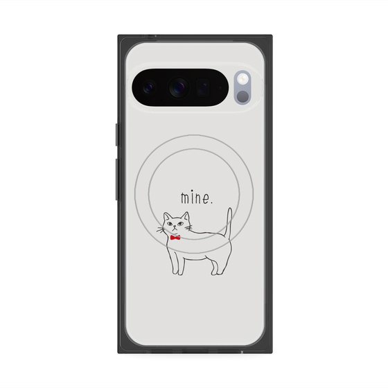 プレミアムスクエアケース with Pixelsnap［ 蝶ネクタイねこ - White ］
