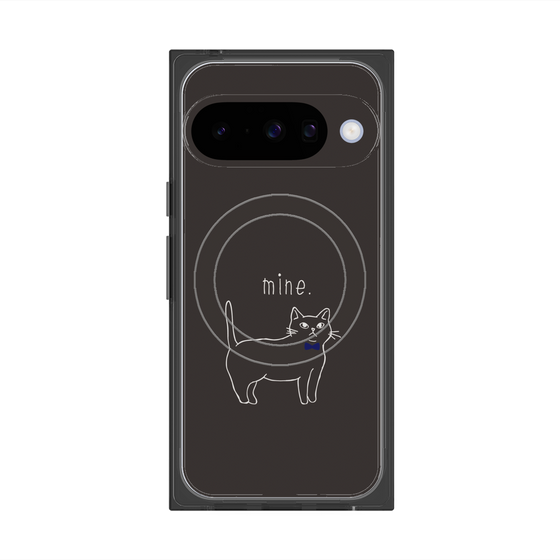 プレミアムスクエアケース with Pixelsnap［ 蝶ネクタイねこ - Black ］
