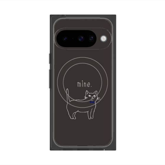 プレミアムスクエアケース with Pixelsnap［ 蝶ネクタイねこ - Black ］