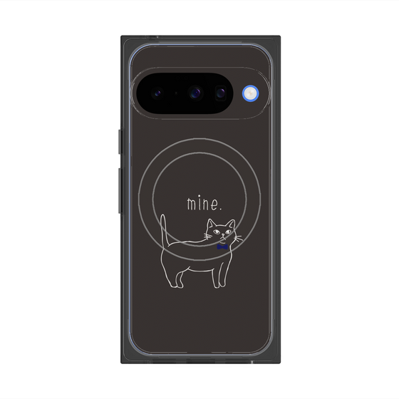 プレミアムスクエアケース with Pixelsnap［ 蝶ネクタイねこ - Black ］