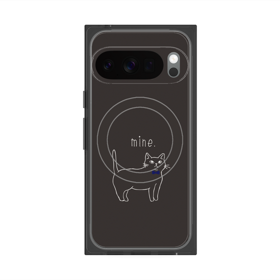 プレミアムスクエアケース with Pixelsnap［ 蝶ネクタイねこ - Black ］