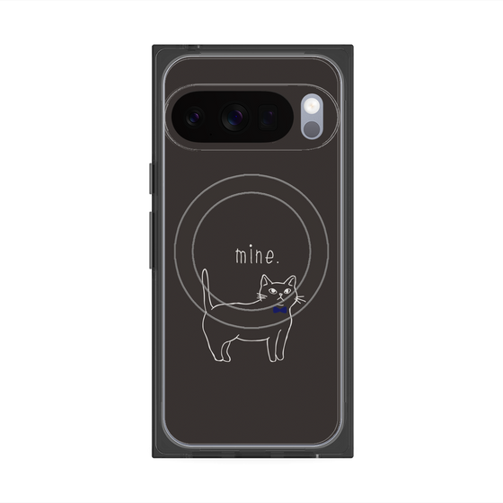 プレミアムスクエアケース with Pixelsnap［ 蝶ネクタイねこ - Black ］