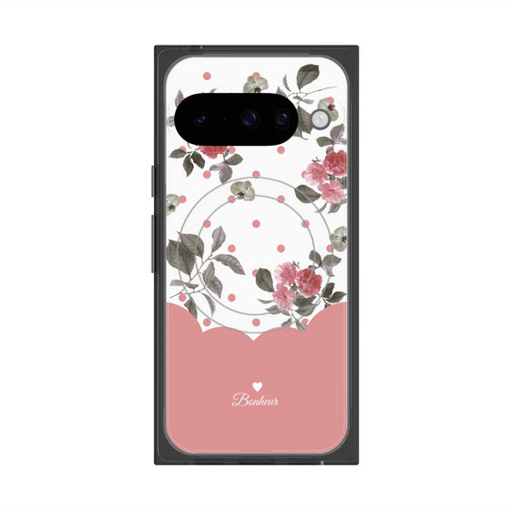 プレミアムスクエアケース with Pixelsnap［ ツインドットフラワー - Pink ］