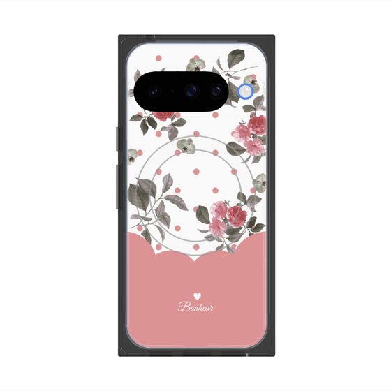 プレミアムスクエアケース with Pixelsnap［ ツインドットフラワー - Pink ］