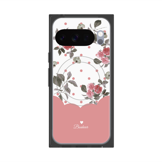 プレミアムスクエアケース with Pixelsnap［ ツインドットフラワー - Pink ］