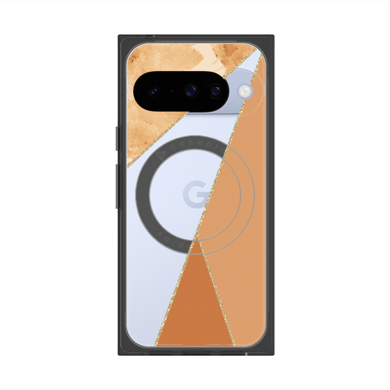プレミアムスクエアケース with Pixelsnap［ マーブルトライアングルパレット - Orange ］