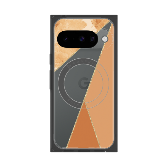 プレミアムスクエアケース with Pixelsnap［ マーブルトライアングルパレット - Orange ］