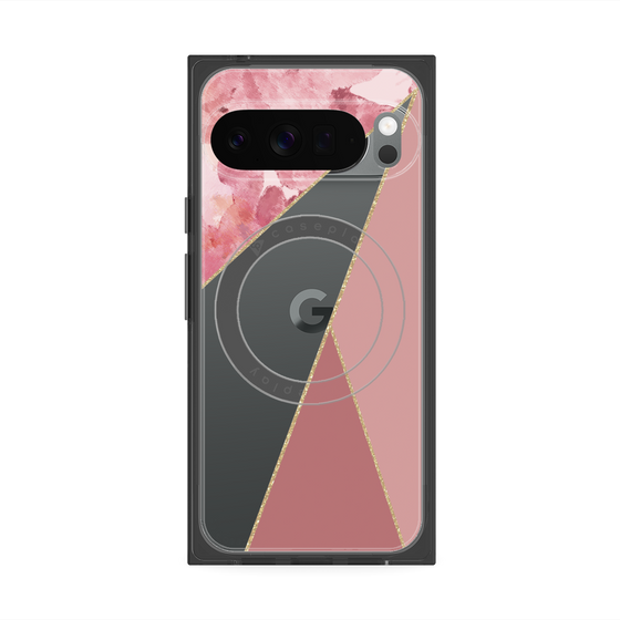 プレミアムスクエアケース with Pixelsnap［ マーブルトライアングルパレット - Pink ］