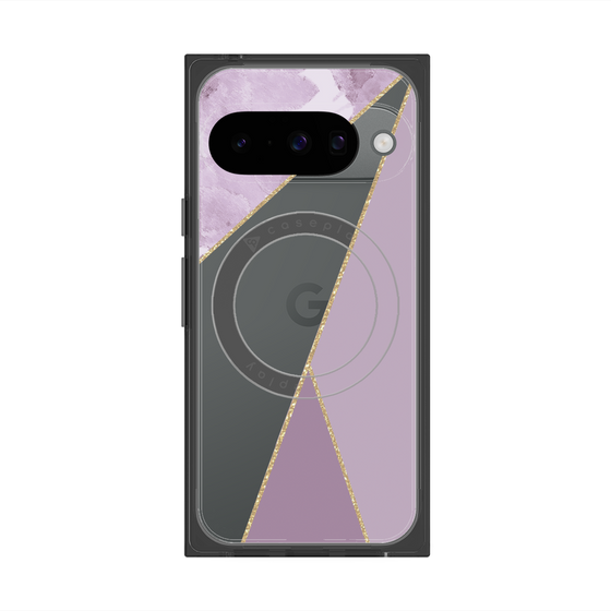 プレミアムスクエアケース with Pixelsnap［ マーブルトライアングルパレット - Purple ］