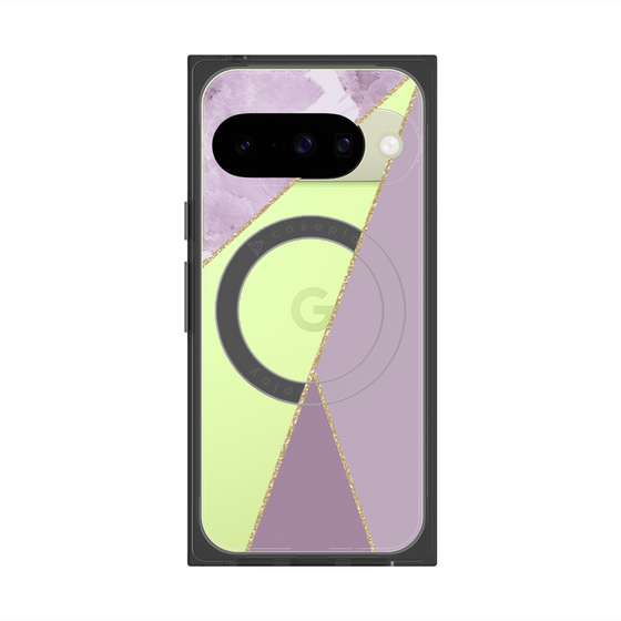 プレミアムスクエアケース with Pixelsnap［ マーブルトライアングルパレット - Purple ］