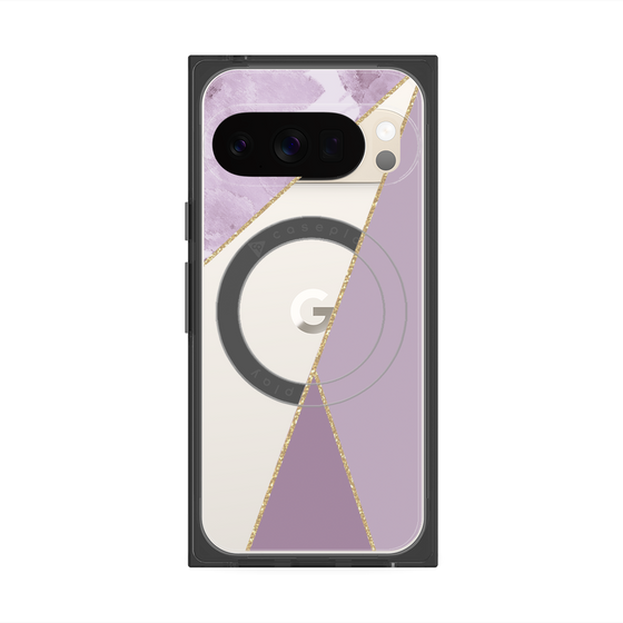 プレミアムスクエアケース with Pixelsnap［ マーブルトライアングルパレット - Purple ］