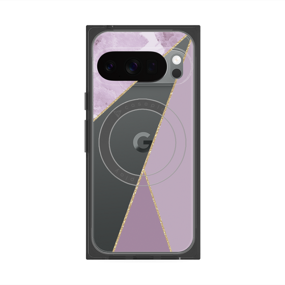 プレミアムスクエアケース with Pixelsnap［ マーブルトライアングルパレット - Purple ］
