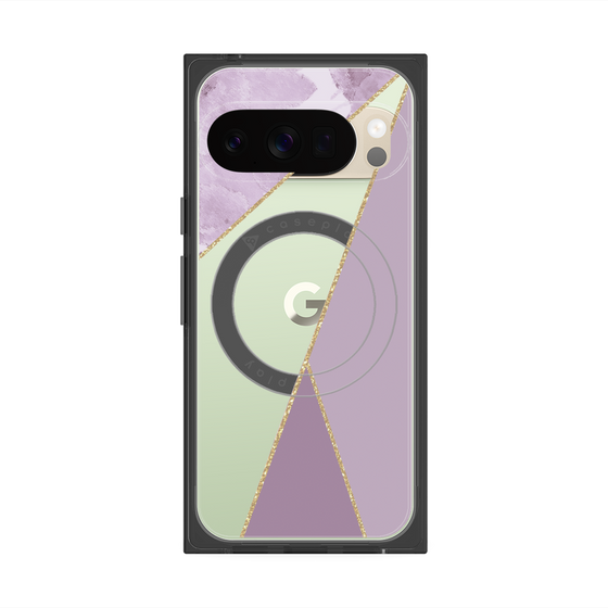 プレミアムスクエアケース with Pixelsnap［ マーブルトライアングルパレット - Purple ］