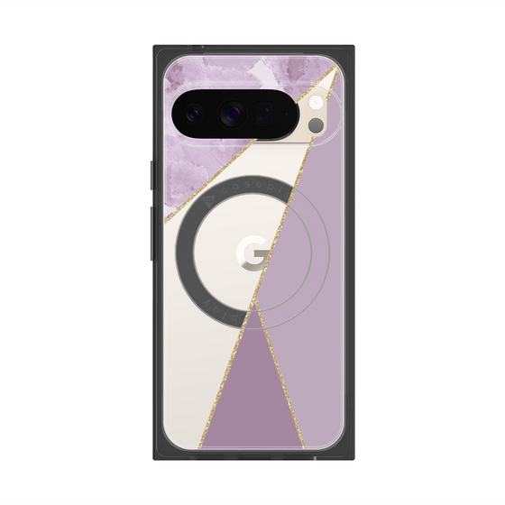 プレミアムスクエアケース with Pixelsnap［ マーブルトライアングルパレット - Purple ］