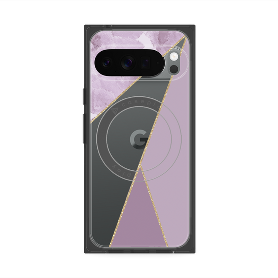 プレミアムスクエアケース with Pixelsnap［ マーブルトライアングルパレット - Purple ］