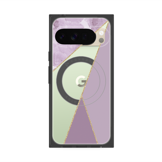 プレミアムスクエアケース with Pixelsnap［ マーブルトライアングルパレット - Purple ］