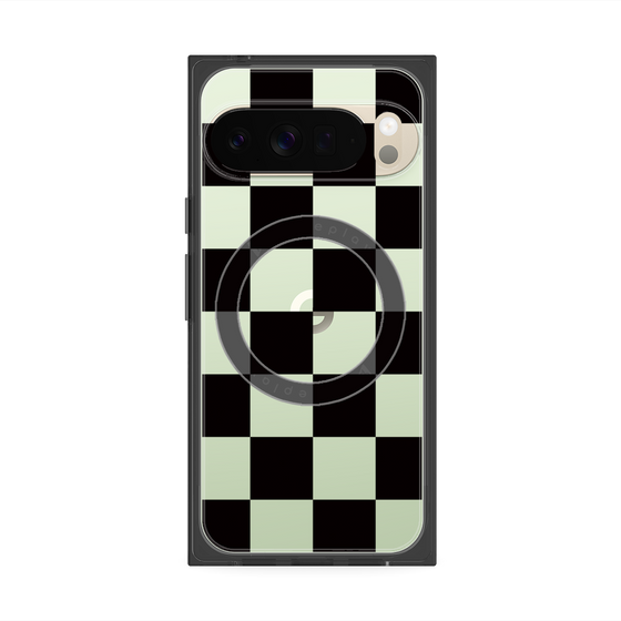 プレミアムスクエアケース with Pixelsnap［ 市松模様 - Black ］