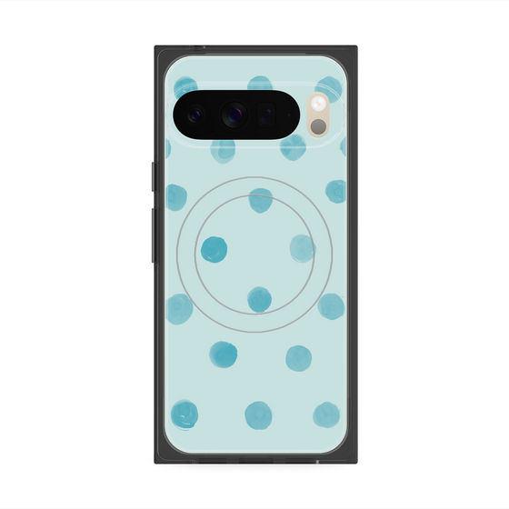 プレミアムスクエアケース with Pixelsnap［ 水彩ドット・レトロカラー - Light Blue ］