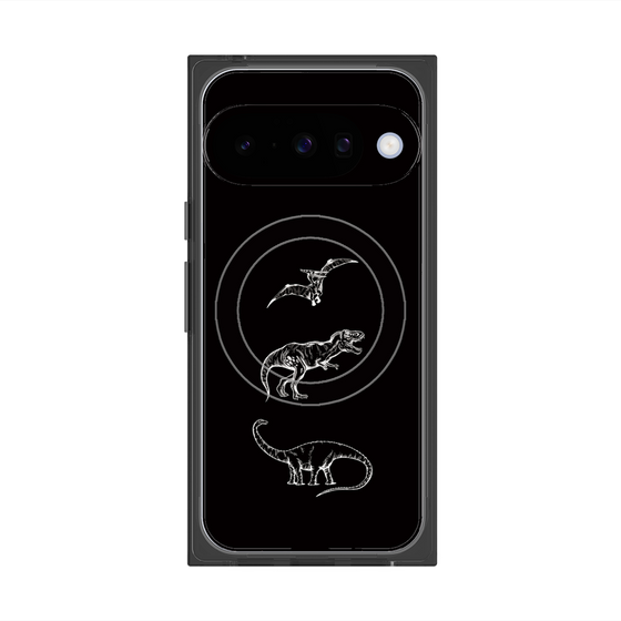 プレミアムスクエアケース with Pixelsnap［ Dinosaurs No.1 - Black ］