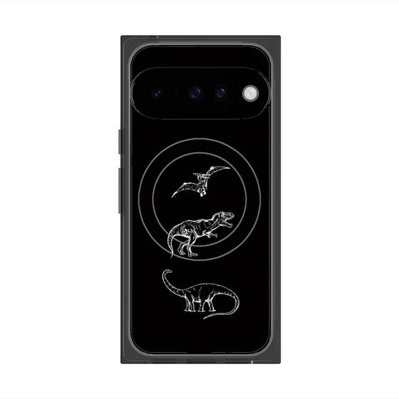 プレミアムスクエアケース with Pixelsnap［ Dinosaurs No.1 - Black ］