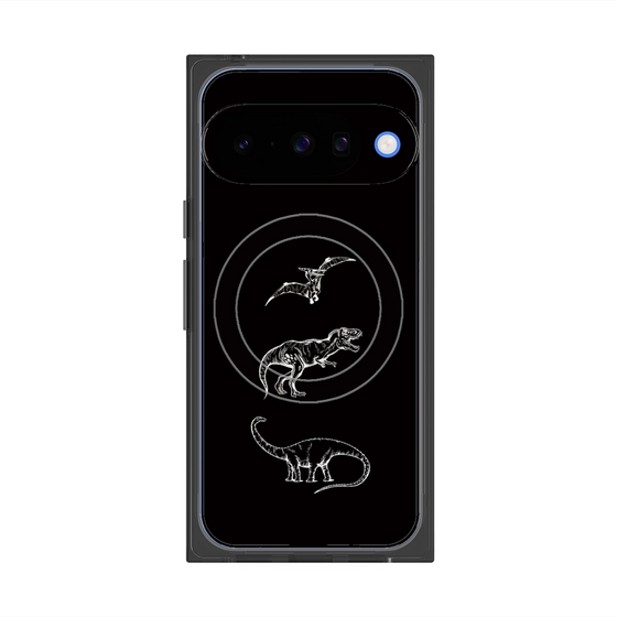 プレミアムスクエアケース with Pixelsnap［ Dinosaurs No.1 - Black ］