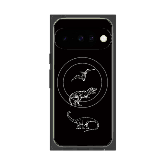 プレミアムスクエアケース with Pixelsnap［ Dinosaurs No.1 - Black ］