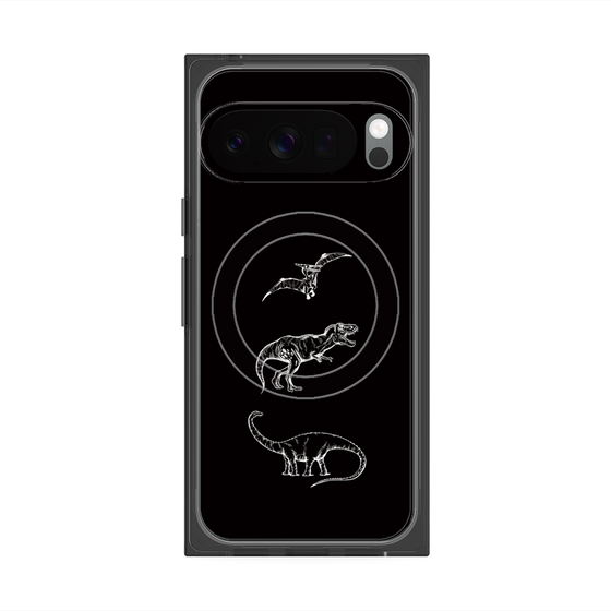 プレミアムスクエアケース with Pixelsnap［ Dinosaurs No.1 - Black ］