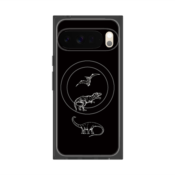 プレミアムスクエアケース with Pixelsnap［ Dinosaurs No.1 - Black ］