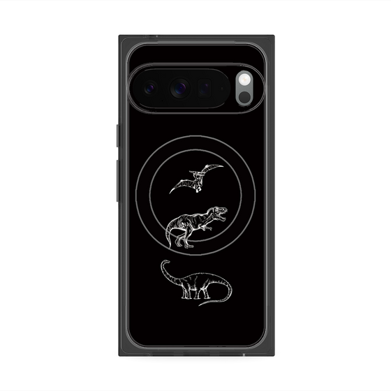 プレミアムスクエアケース with Pixelsnap［ Dinosaurs No.1 - Black ］