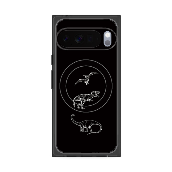 プレミアムスクエアケース with Pixelsnap［ Dinosaurs No.1 - Black ］