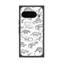 プレミアムスクエアケース with Pixelsnap［ Dinosaurs No.2 - White ］