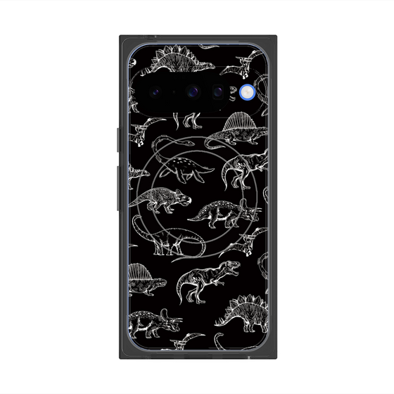 プレミアムスクエアケース with Pixelsnap［ Dinosaurs No.2 - Black ］