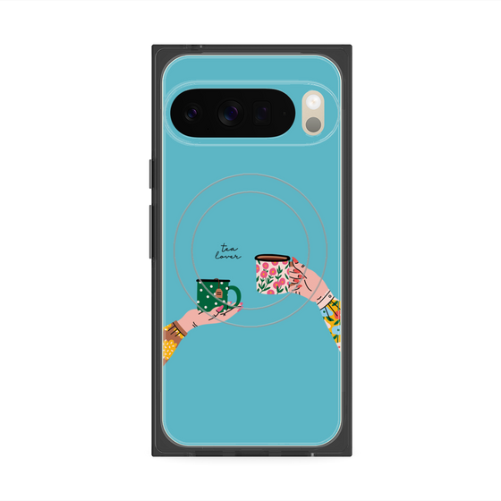 プレミアムスクエアケース with Pixelsnap［ Teatime - Blue ］