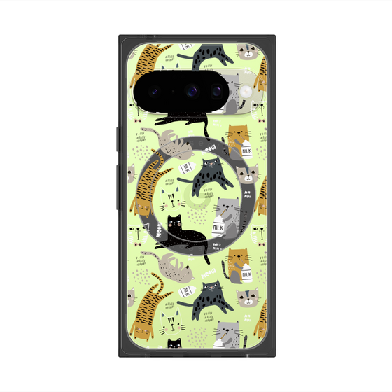 プレミアムスクエアケース with Pixelsnap［ Funny Cats - 01 ］