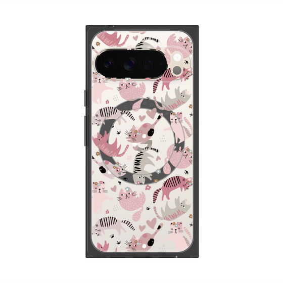 プレミアムスクエアケース with Pixelsnap［ Funny Cats - 02 ］